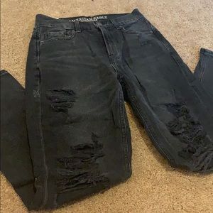 American Eagle Black Distressed Mom Jeans